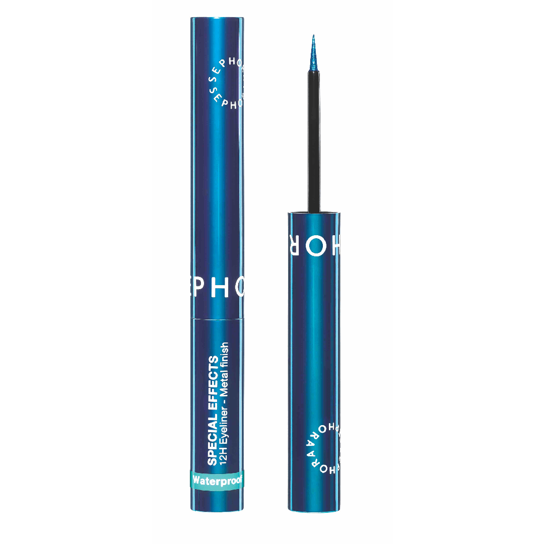 eyeliner sephora blu con scritte bianche